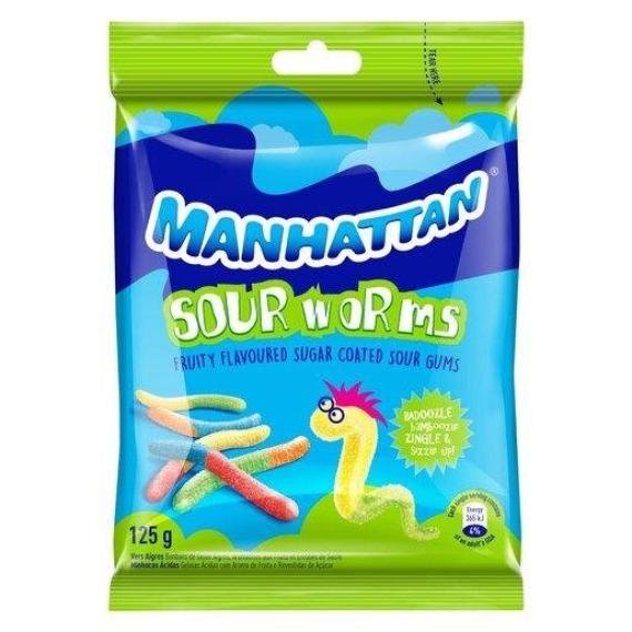 Manhattan Sour Worms 125g Bag